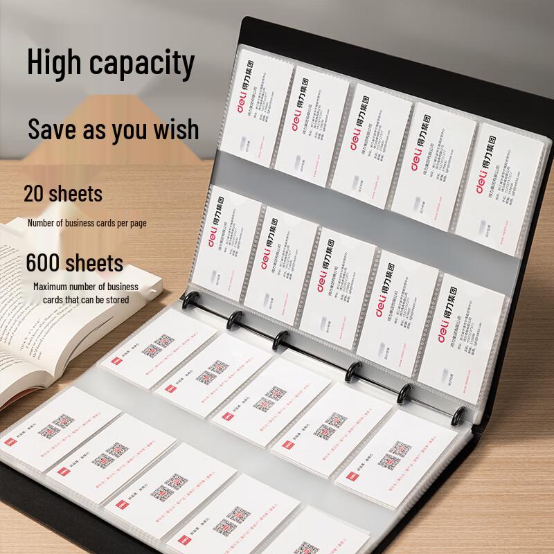 Deli 600-Card Loose-Leaf Business Card Holder