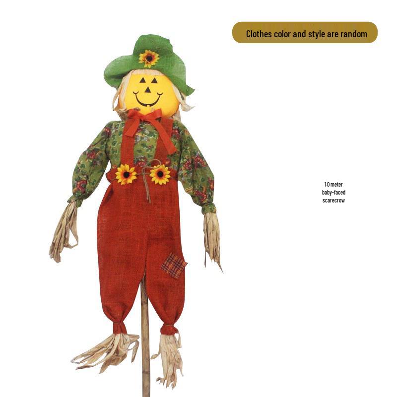 Cute Scarecrow Halloween Decorations: Small & Medium Pumpkin Lanterns for Bar, Party, Haunted House, and Pastoral Themes.