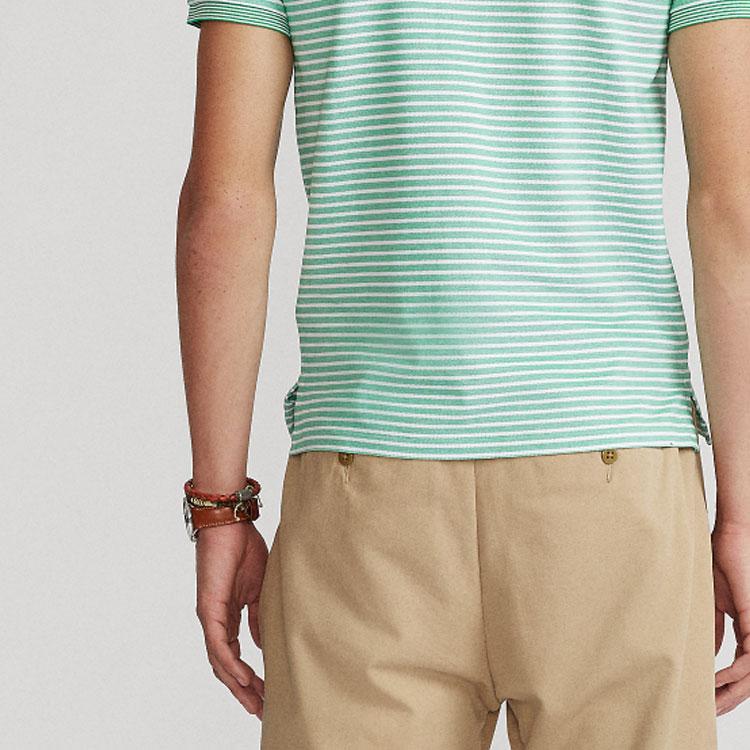 Polo Ralph Lauren Striped Pony Embroidered Slim Fit Short Sleeve Polo Shirt Men tops Green MNPOKNI1N821156-300