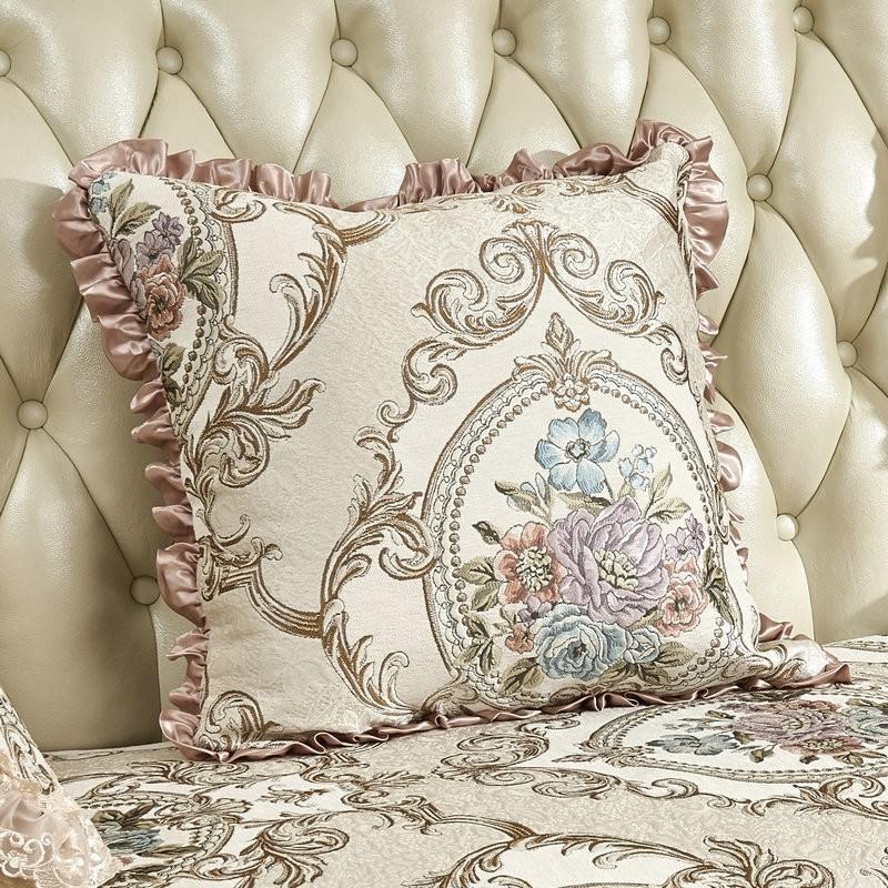 

Чехол на подушку из европейского жаккарда, прямоугольный чехол на подушку для спинки, синий, бежевый 45*45cm слоновая кость