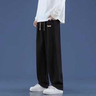 Men Straight Loose Drawstring Casual Streetwear Jeans Wide Denim Pants Male Baggy Stylish Harajuku Trousers