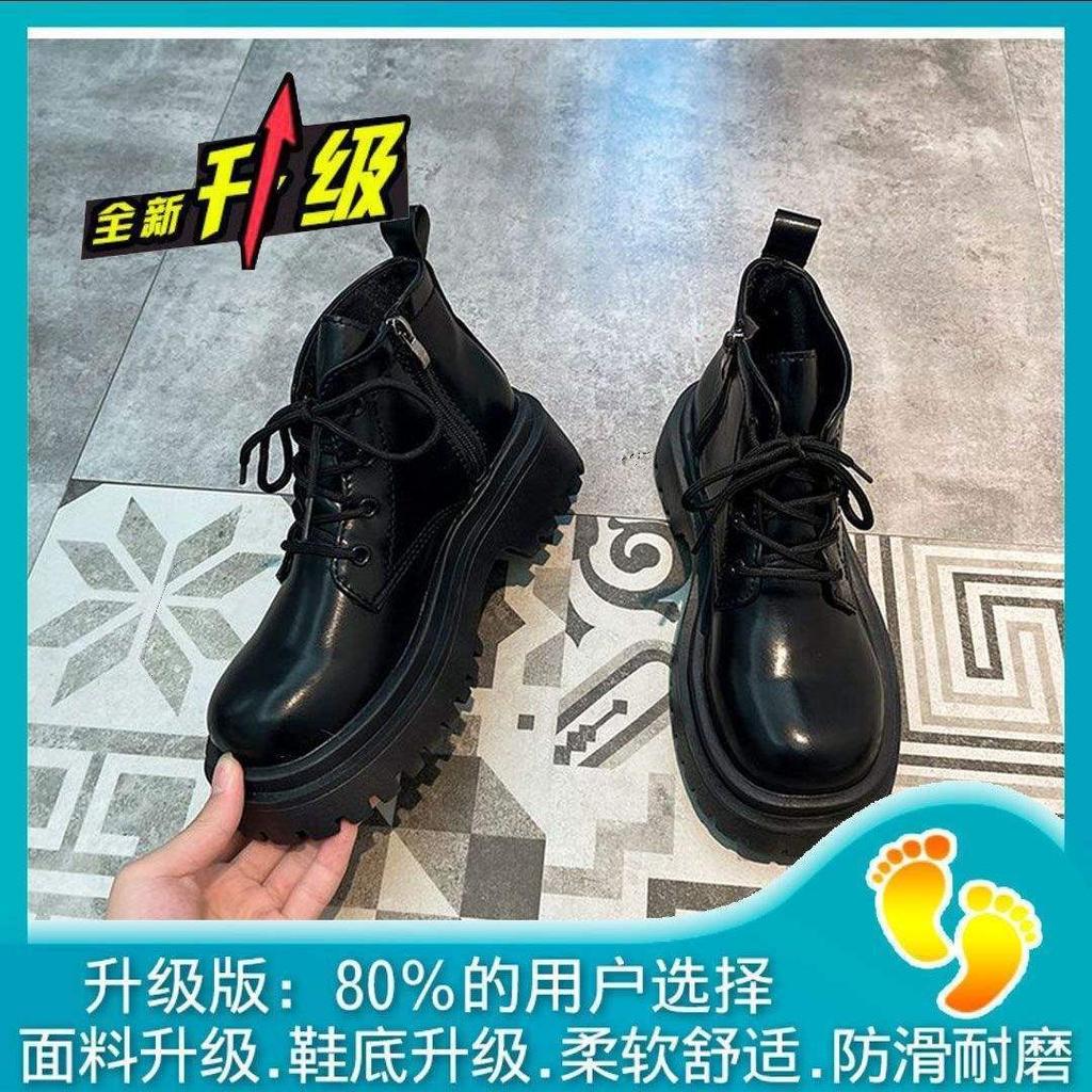 Martin Boots Spring and Autumn Single Boots 2025 New Foreign Style Lace-up Solid Color Short Boots Versatile Korean Version Thick-soled Muffin Mar