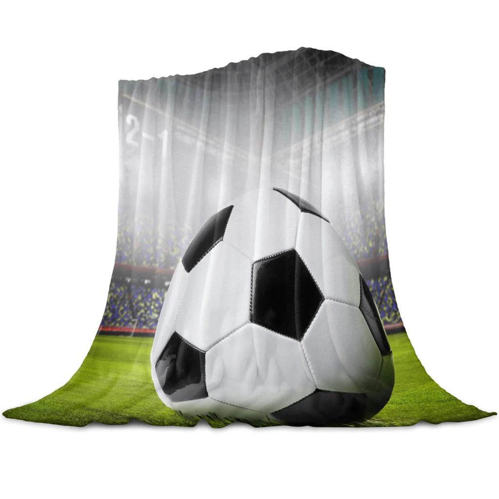 Flannel Blankets Soccer Throw Blanket Balls Football Design Blanket Warm Throws Sofa Bed Home Bedspread Travel Fleece Blanket