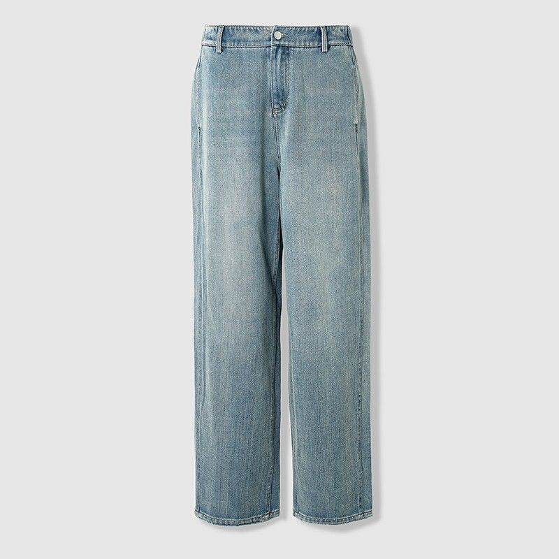 

On the Ninth Day of April, Chubby Girl plus Size Wide Leg Length Denim Denim Blue, Extended Length, 170cm and Above XL