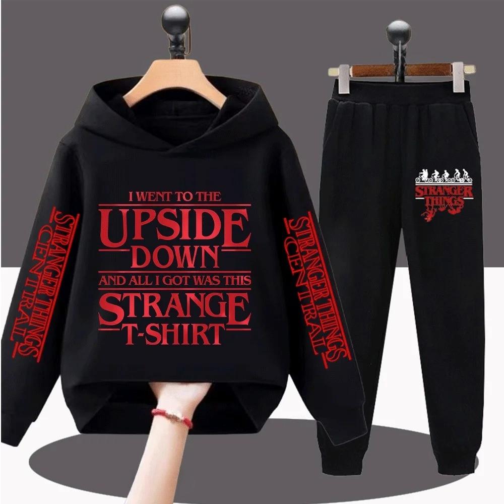 

Дитячий модний комплект: Худі + Спортивні штани Stranger Things. Підходить для щоденного носіння хлопчиків та дівчаток 150