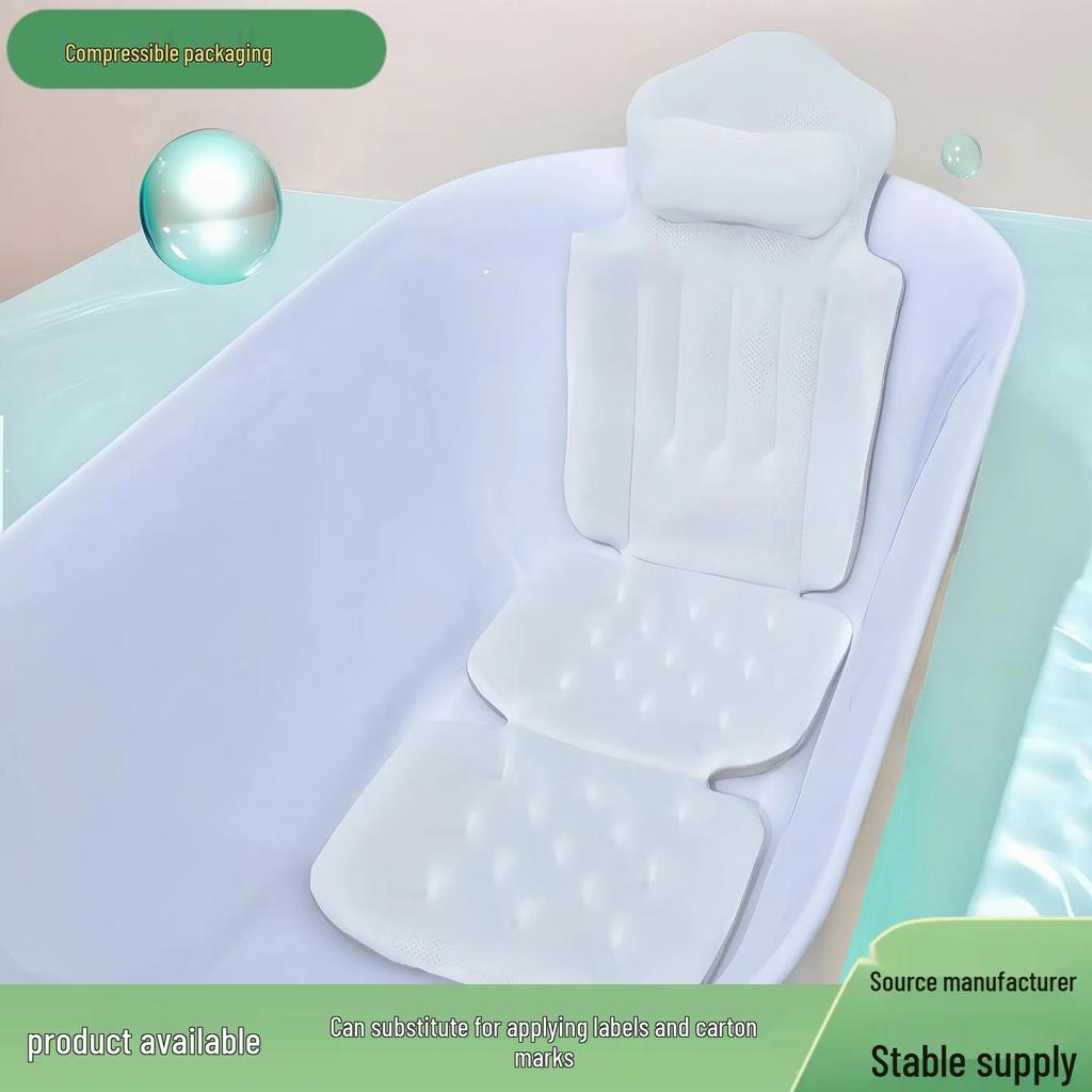 In Stock Cross-Border Full Body Bath Pillow with Suction Cup Backrest Cushion