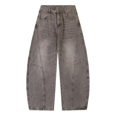 Αμερικάνικα Ξεβαμμένα Ρετρό Τζιν Σπαθί με Μουστάκια Γάτας Ανδρικά Φαρδιά Πλατιά Πόδια Streetwear