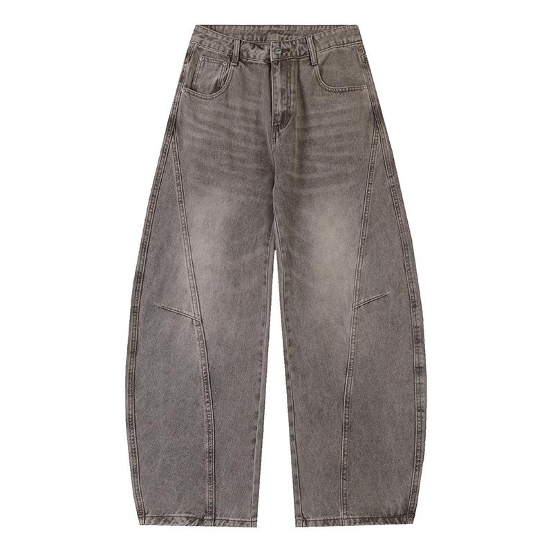 American Washed Retro Cat Whisker Scimitar Jeans Men's Loose Draped High Street Wide Legs