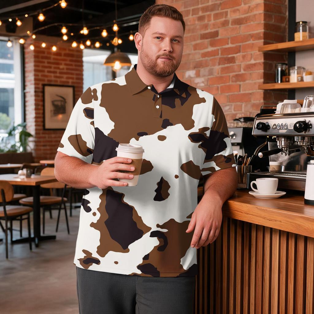 Heren Grote Maat Camouflage Print Golfshirt Ademend Korte Mouw Poloshirt Geschikt voor Casual Werkkleding Tops