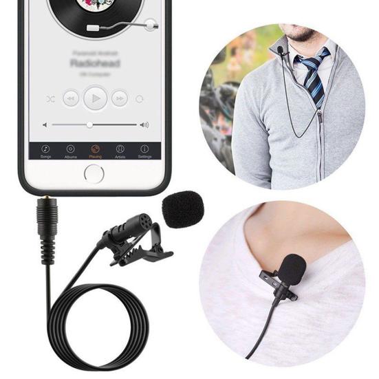 3.5mm Clip-on Lapel Free Wired Condenser Microphone Hands Mini Lavalier Mic