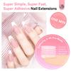 Saviland Nail Everlasting Gel Nail Pink Medium Coffin Nail Full Soft Gel Fake Solid Nail Glue UV Nail French Tip Home DIY 256-Piece Press-On Kit