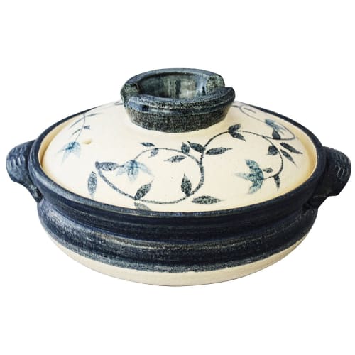 

Santo Banko Ware Earthenware Pot, Beige, No. 6, 13683 (Deep Pot), 1-Serving, Gosu Karakusa Pattern