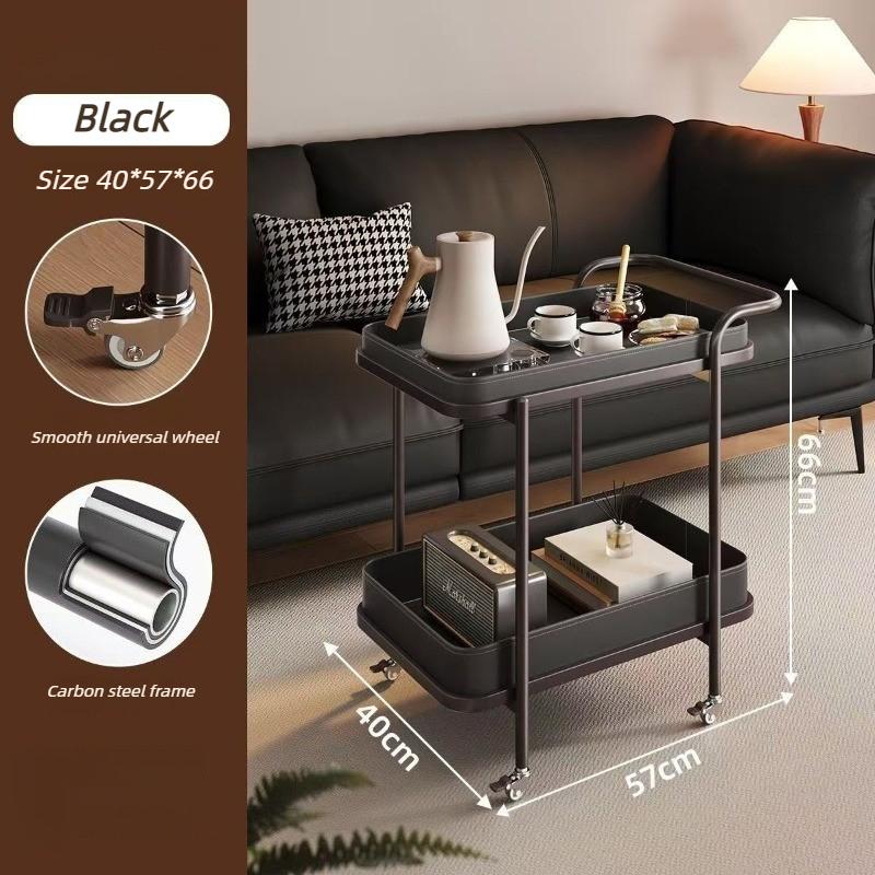 Luxury Saddle Leather Coffee Tables Movable Sofa Side Table Simple Living Room Coffee Table Modern Bedroom Storage Nightstand