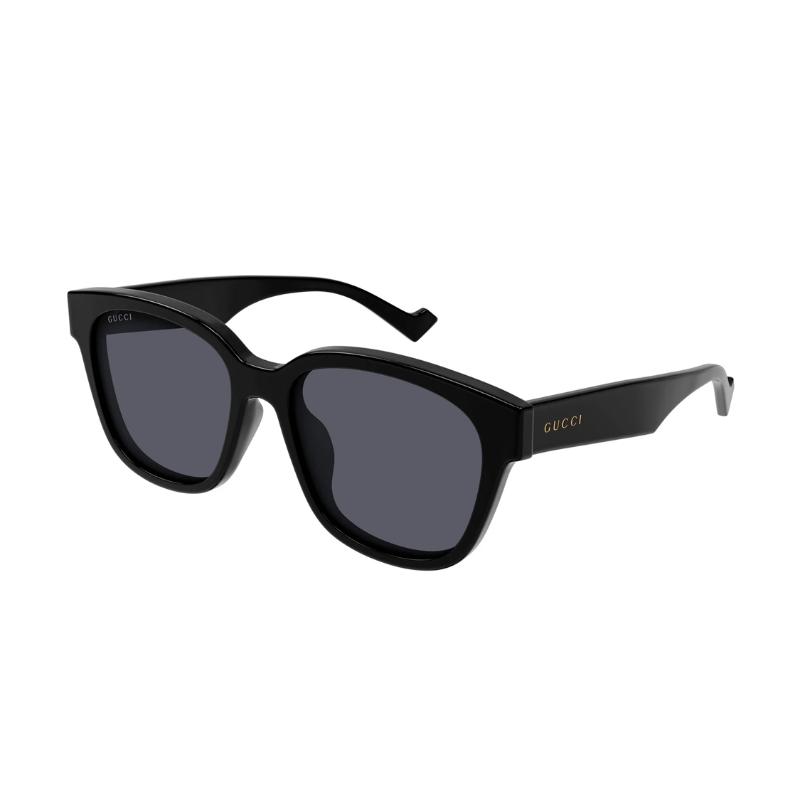 Gucci Temple Lettering Logo Acetate Irregular Sunglasses Men's Black