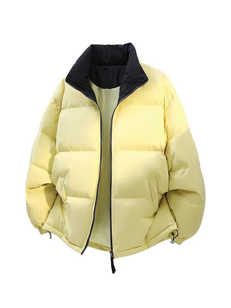 2025 Winter Unisex Trendy Color Block Stand Collar Puffer Jacket for Teens & Couples