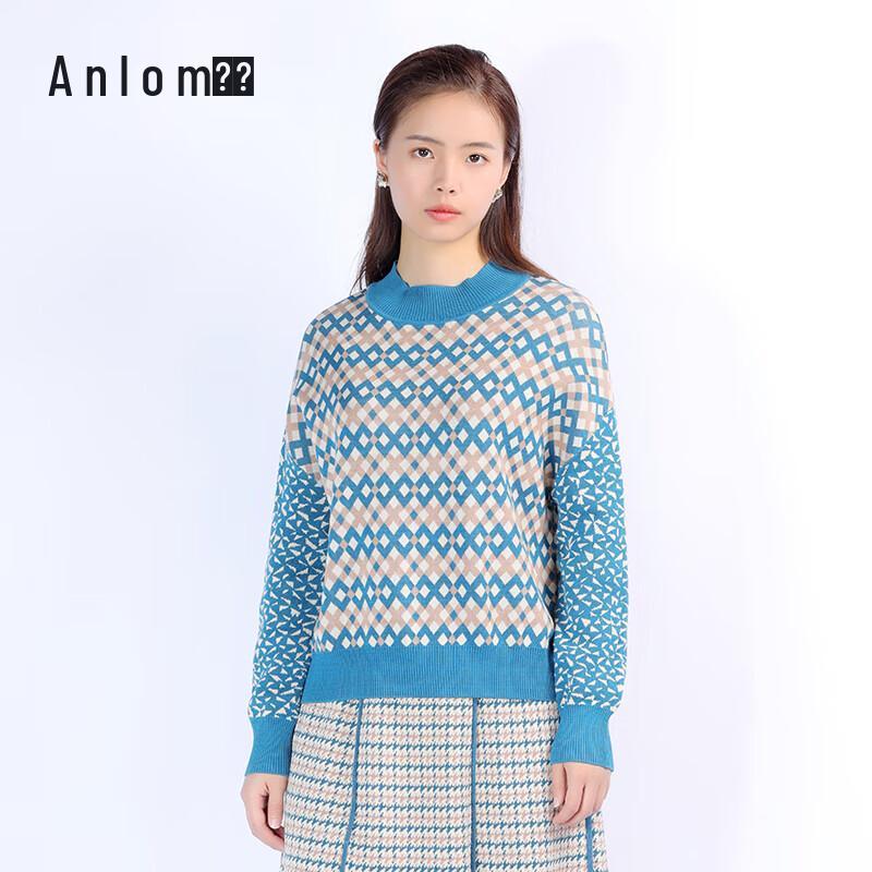Anlom Women's Mock Neck Long Sleeve Plaid Pullover