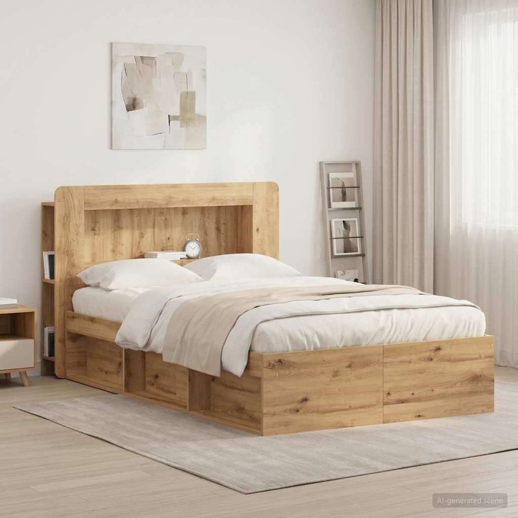 Headboard Cabinet with Storage Artisan Oak Wood Based Material