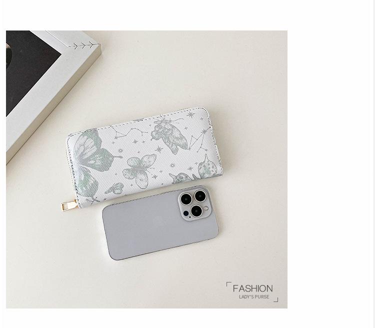 2024 Korean Butterfly Print Clutch: Stylish Single-Zip Wallet for Women