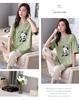 Women's Summer Korean-Style Cotton Cropped Pajamas with Split Sleeves - Cute, Versatile Two-Piece Set for Home or Outdoor Wear.