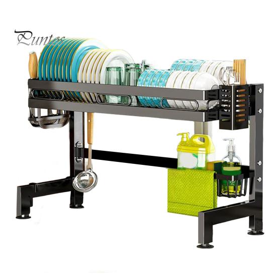 

Стойка для хранения кухонной посуды, регулируемая длина, грузоподъемность 144 фунта, нержавеющая, легко моется, большая металлическая стойка для посуды Single Layer чёрный