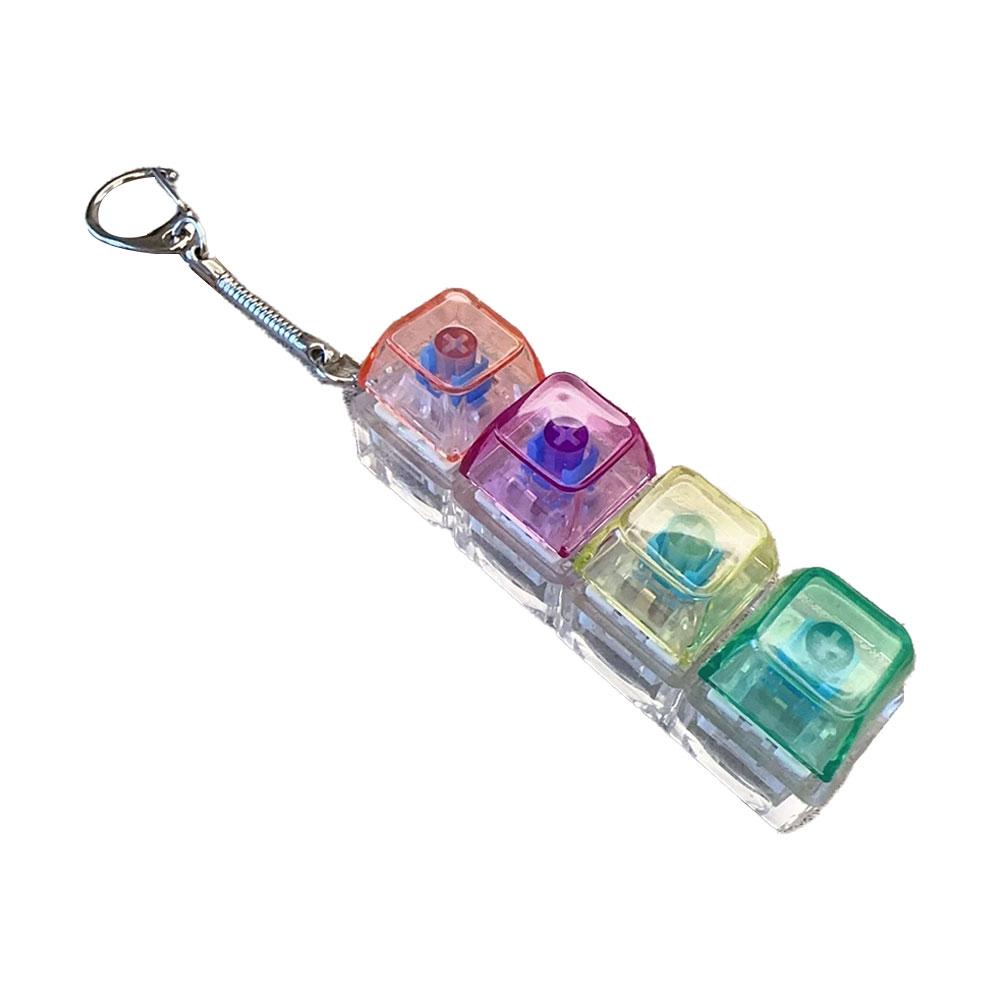 4 Keys Keyboard Decompression Toys Keychain Colorful Keyboard Fidget Toys With LED Lights For Adult Gifts To Stress Relief