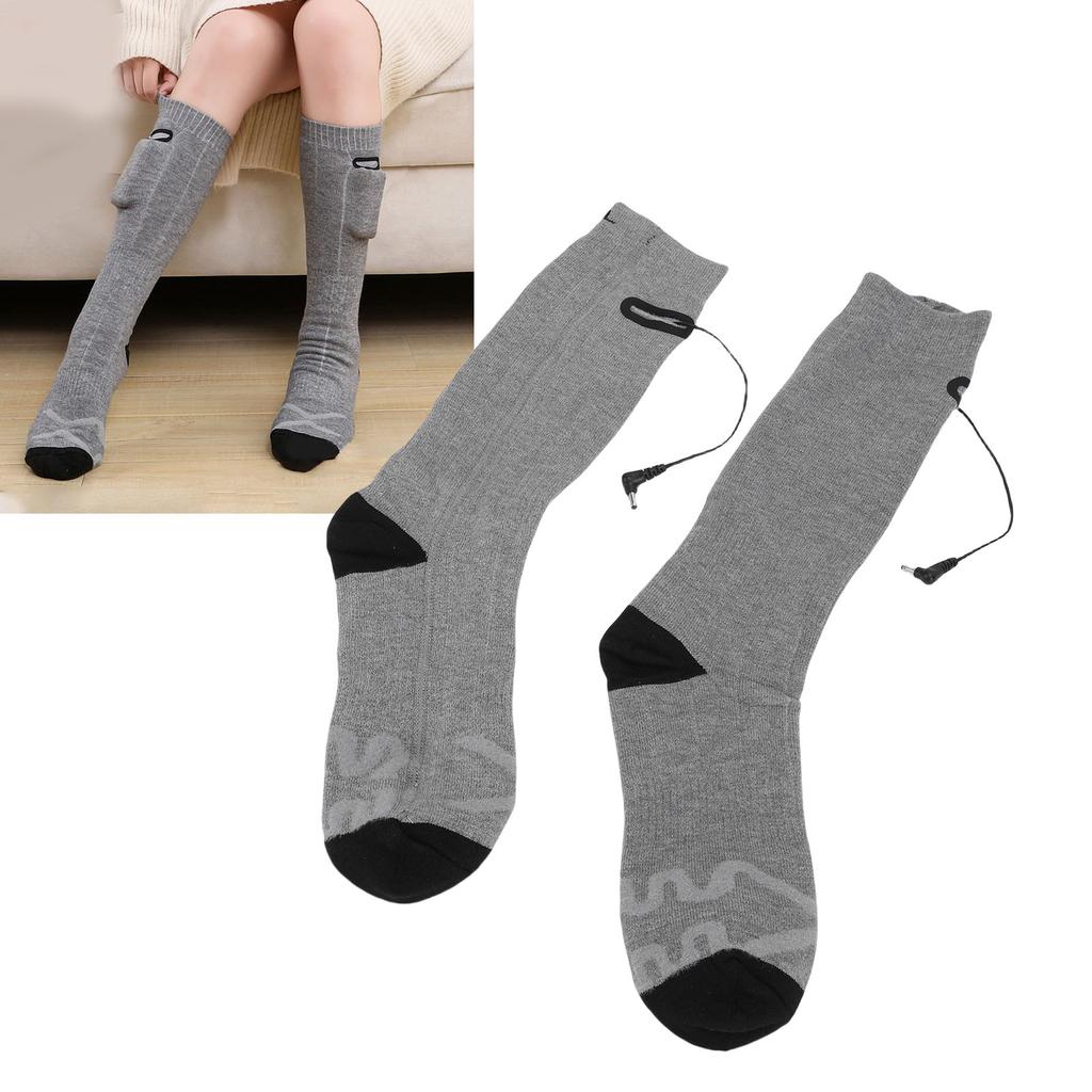 1 Pair Electric Heated Socks Dual Side Heating Thermal Socks for Winter 3 Gears Temperature 2Pcs 4000mAh Battery Gray