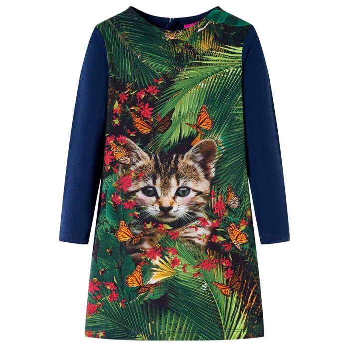 Robe pour enfants à manches longues bleu marine 92/104/116/128/140