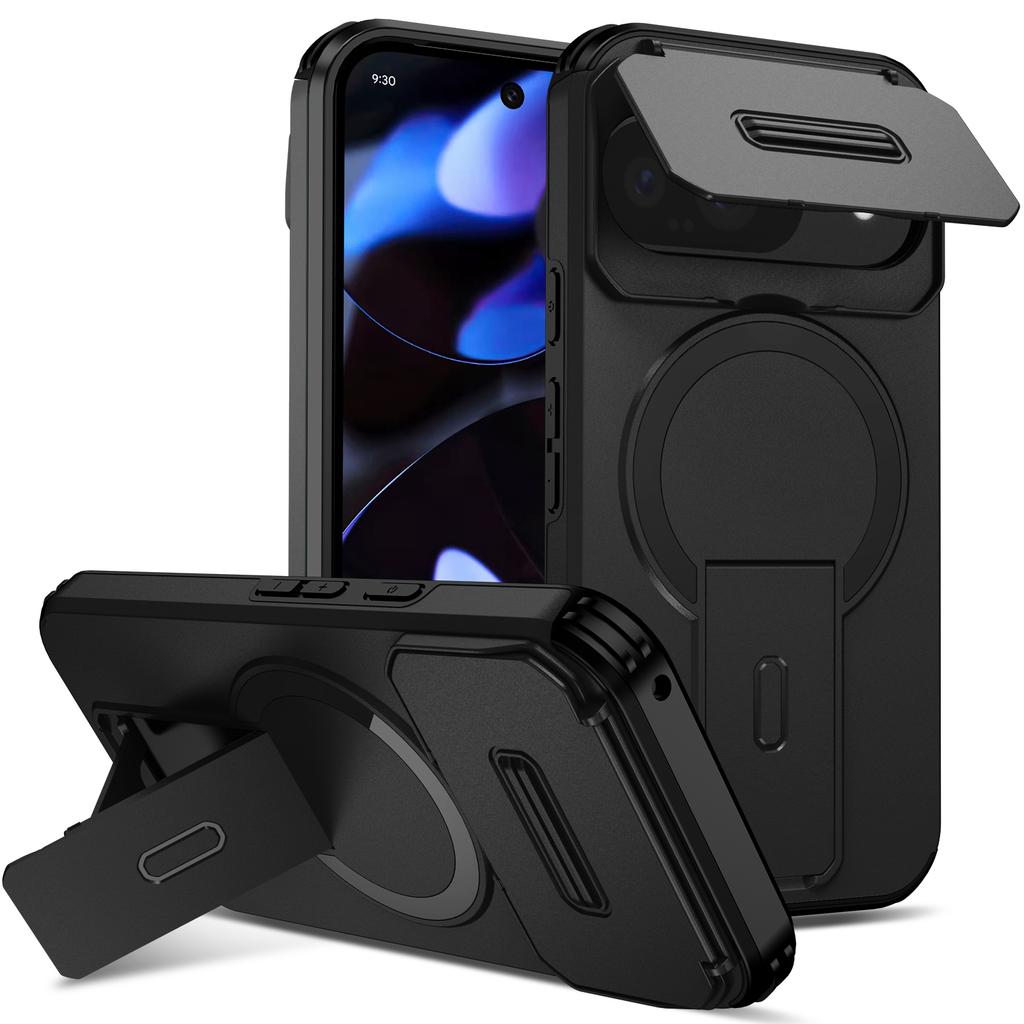 For Google Pixel 9 Pro XL Magnetic Ring Bracket Sliding Camera Lens Protection Phone Case For Google Pixel 8 10 Pro 8A 9A10A