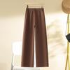 Women's Woolen Casual Pants - 2024 Autumn/Winter Collection, Relaxed Fit, Narrow/Wide Leg, Lazy Straight-Leg Style