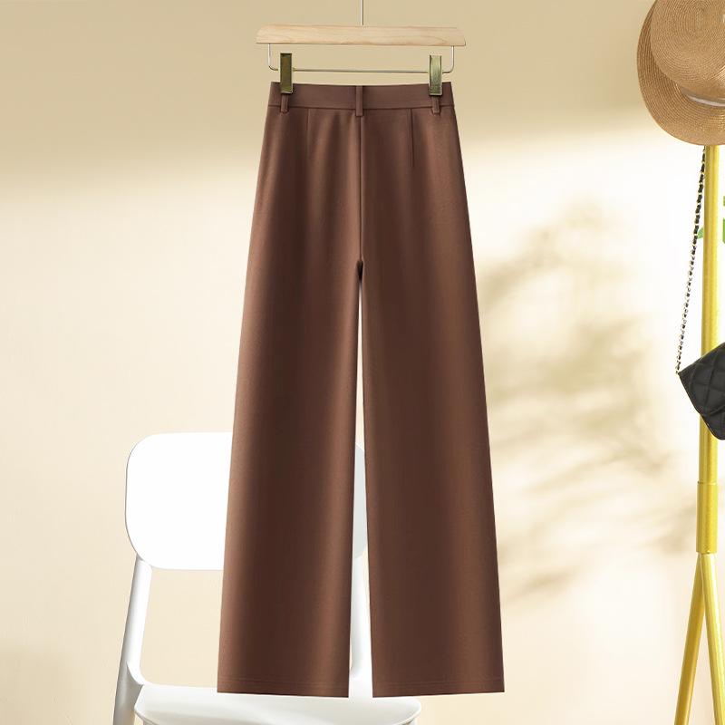 Women's Woolen Casual Pants - 2024 Autumn/Winter Collection, Relaxed Fit, Narrow/Wide Leg, Lazy Straight-Leg Style