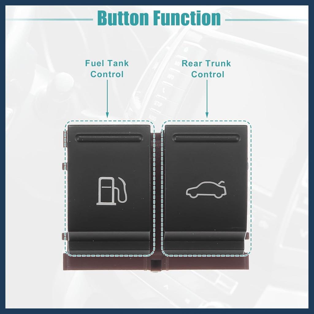 Fuel Door Trunk Lid Open Button Switch, Fuel Tank Door Trunk Lid Release Button Switch No.3C0959903B/3C0959903BREH for VW CC 2009-2017 Black, 1 Pc