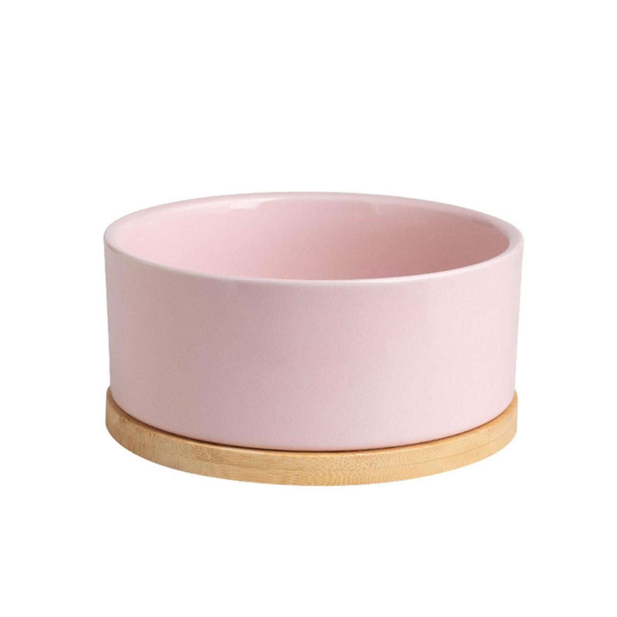 

350 мл подогреваемая миска для кошек, термомиска для домашних животных с деревянной основой, электрическая керамическая миска с подогревом и термостатическим управлением для собак, кошек, кроликов розовый