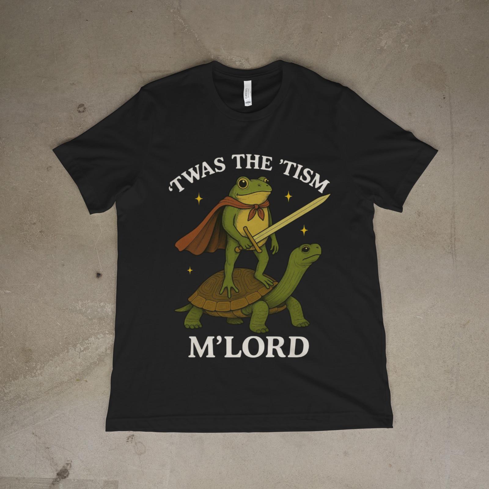 Funny Frog Knight Shirt ’Twas the Tism M’Lord Meme Graphic Tee 4XL