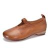 Tägliche Freizeitschuhe flacher Absatz weiche Sohle Herbst neu runde Zehenpartie flacher Ausschnitt Einzelne Schuhe weiches Leder vielseitige Damenschuhe
