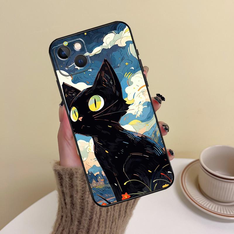 Funny Cute Cat Phone Case For iPhone 15 Pro Max 11 12 13 14 16 17 Pro Max mini Plus 16e 17 Air Cover Funda