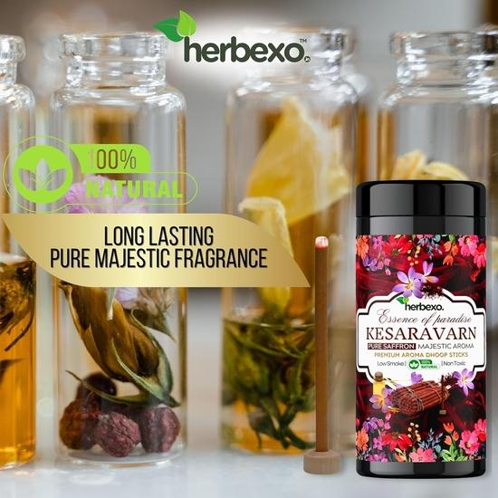 Herbexo Pure Saffron (Kesar) Attar Dhoop Sticks | Long Lasting Majestic Ittar Fragrances | 100% Natural, Charcoal Free, Non Toxic, Low Smoke