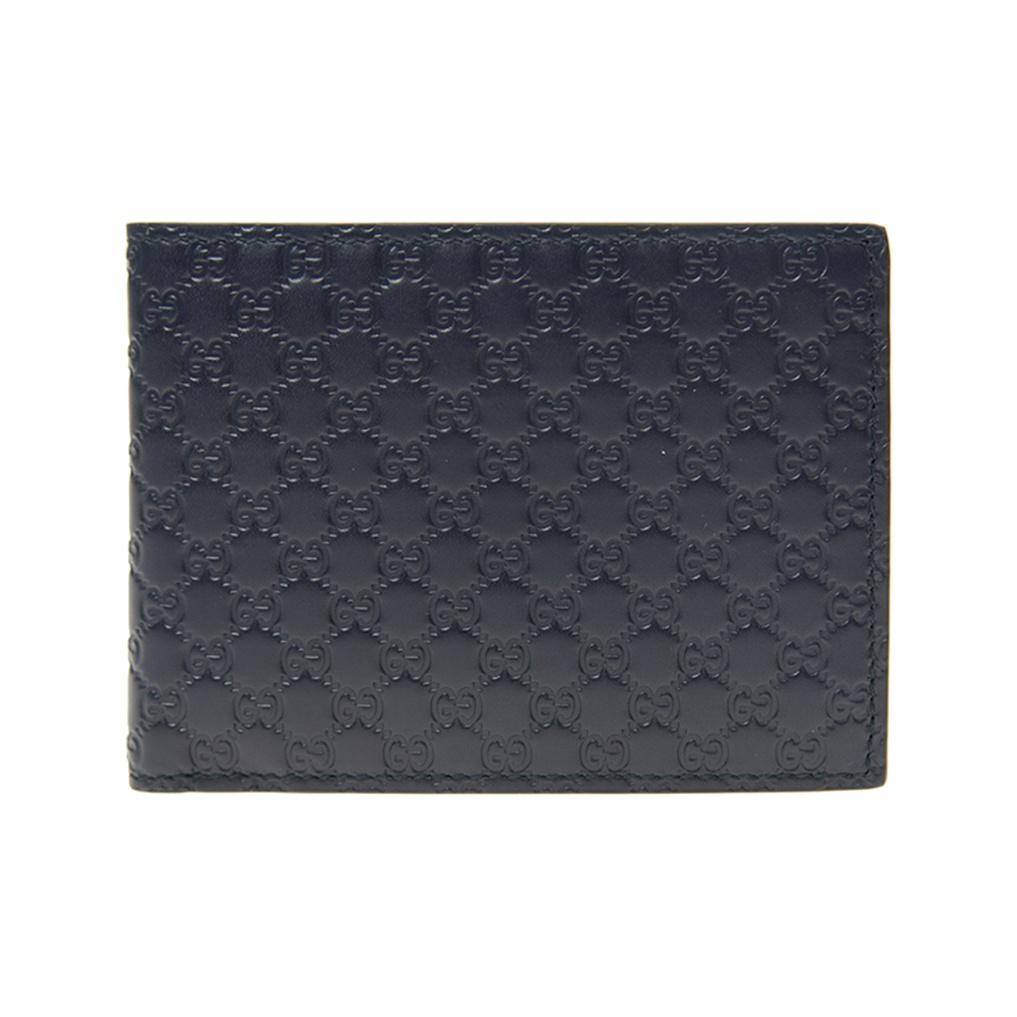 Gucci Klasická embosovaná úzká kožená peněženka bi-fold Pánské peněženky Modrá tmavě modrá 278596-BMJ1N-4009