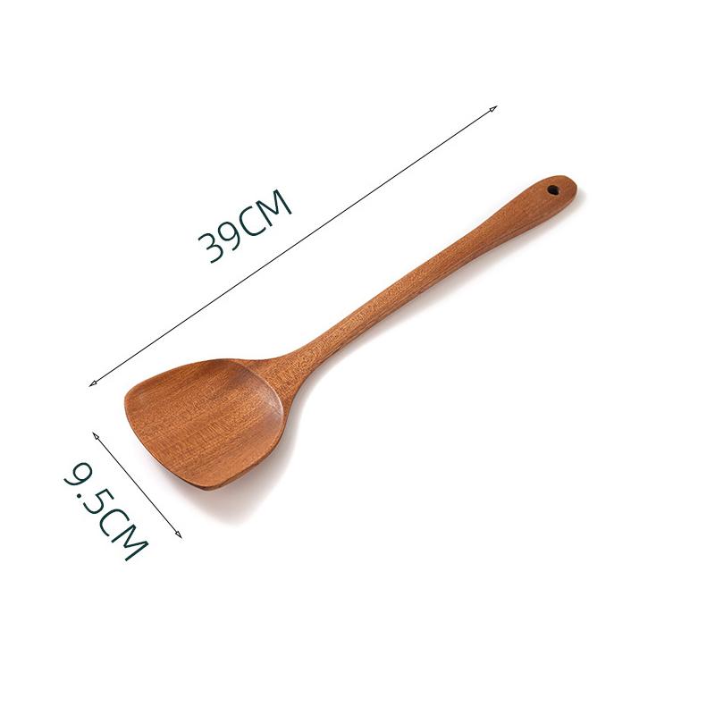 Wooden Spatula Non Stick Cookware Wood Utensils Cooking Long Handle Flat Frying Inclined Spatula Cooking Soup Spoon Rice Spoon