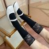 Summer New Vertical Stripe Slimming Pure Desire Style JK Japanese Trendy Lace High Beauty Lace Knee Length Stockings for Women
