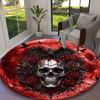 Gothic Crow Blood Skull Aura Carpet, Non-slip Office Chair Rug, Digital Print Home Round Rug, Unique Festival Decorations