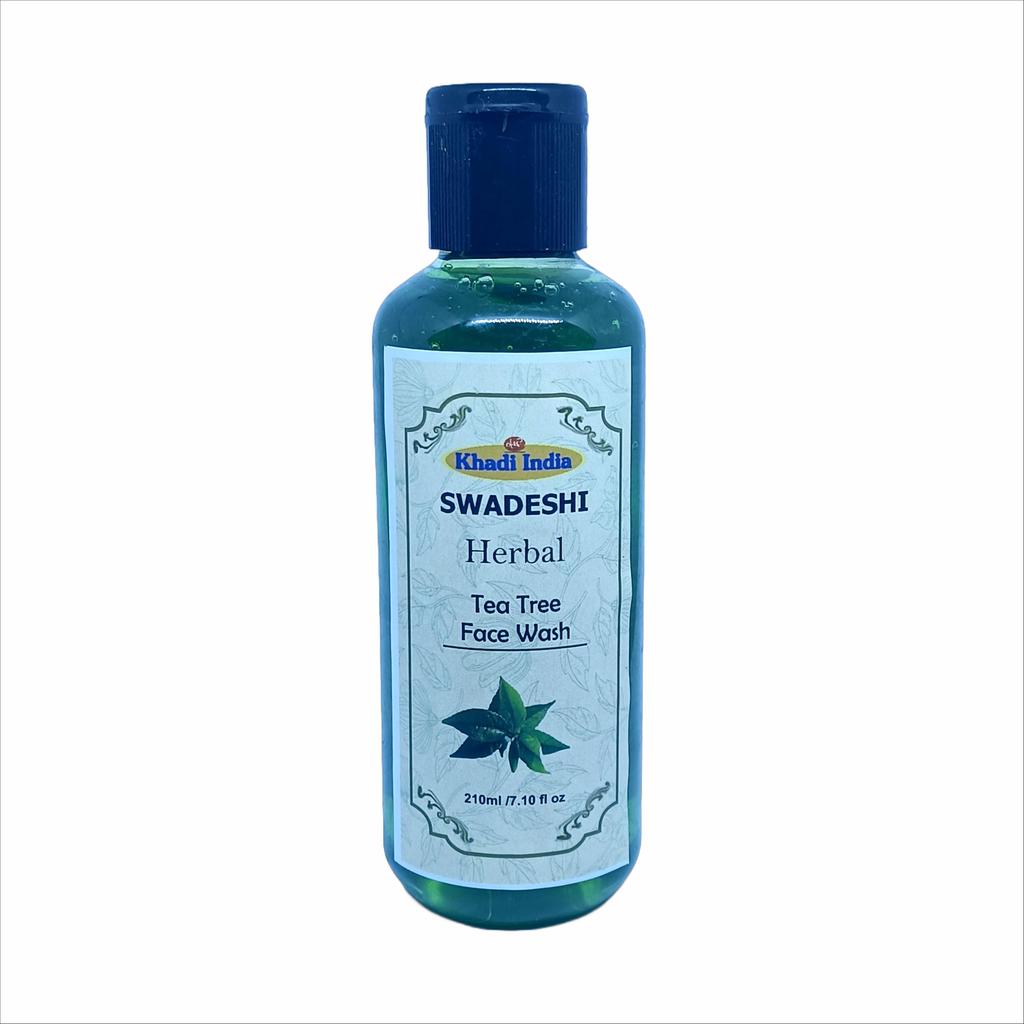 Khadi Natural 100% Herbal Tea Tree Face Wash - Anti-Acne & Oil Control Cleanser for Clear, Fresh Skin, Fights Bacteria & Breakouts, Sulfate & Parab