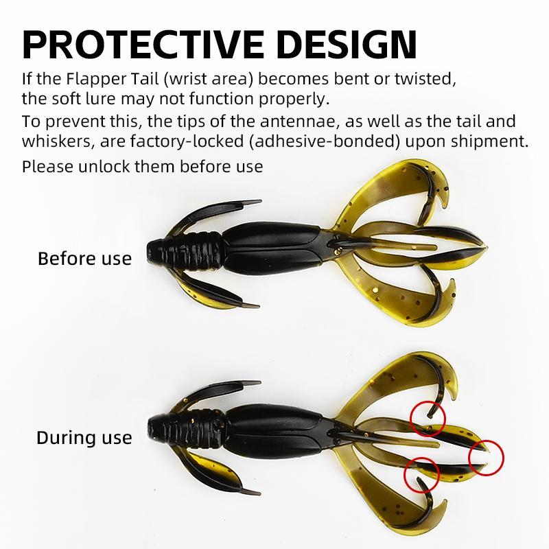 MEREDITH Crazy Flapper Fishing Lures 70mm 90mm Soft Lure Fishing Lures Soft Silicone Baits Shrimp Bass Peche Gear Fishing Tackle