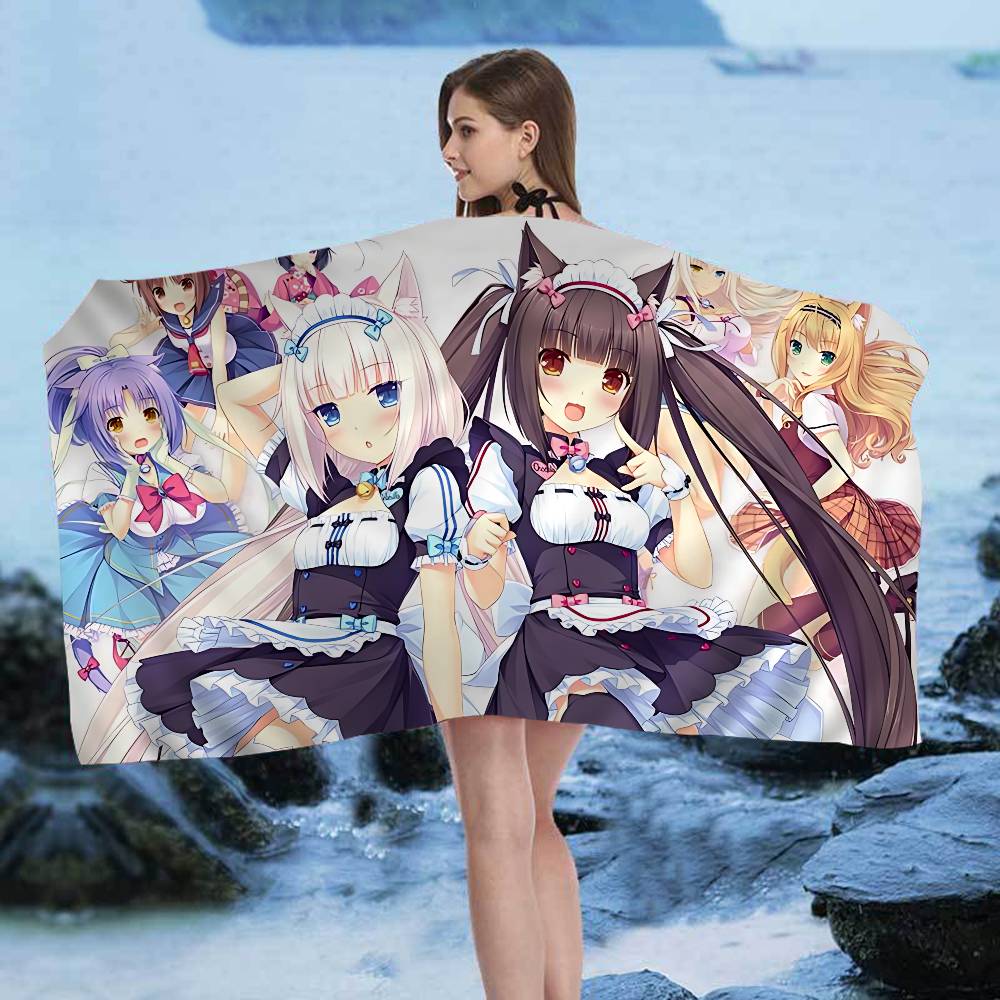 N-Nekopara Anime Bath Towel Microfiber Soft Water Absorbing Breathable For Girl Kids Decorative Cartoon Beach Towel