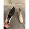 Korean Version Of Old Money Style Minimalist Small Square Head Short Boots Ankle Boots Autumn And Winter Slope Heel Chelsea Boots Thin Boots Women