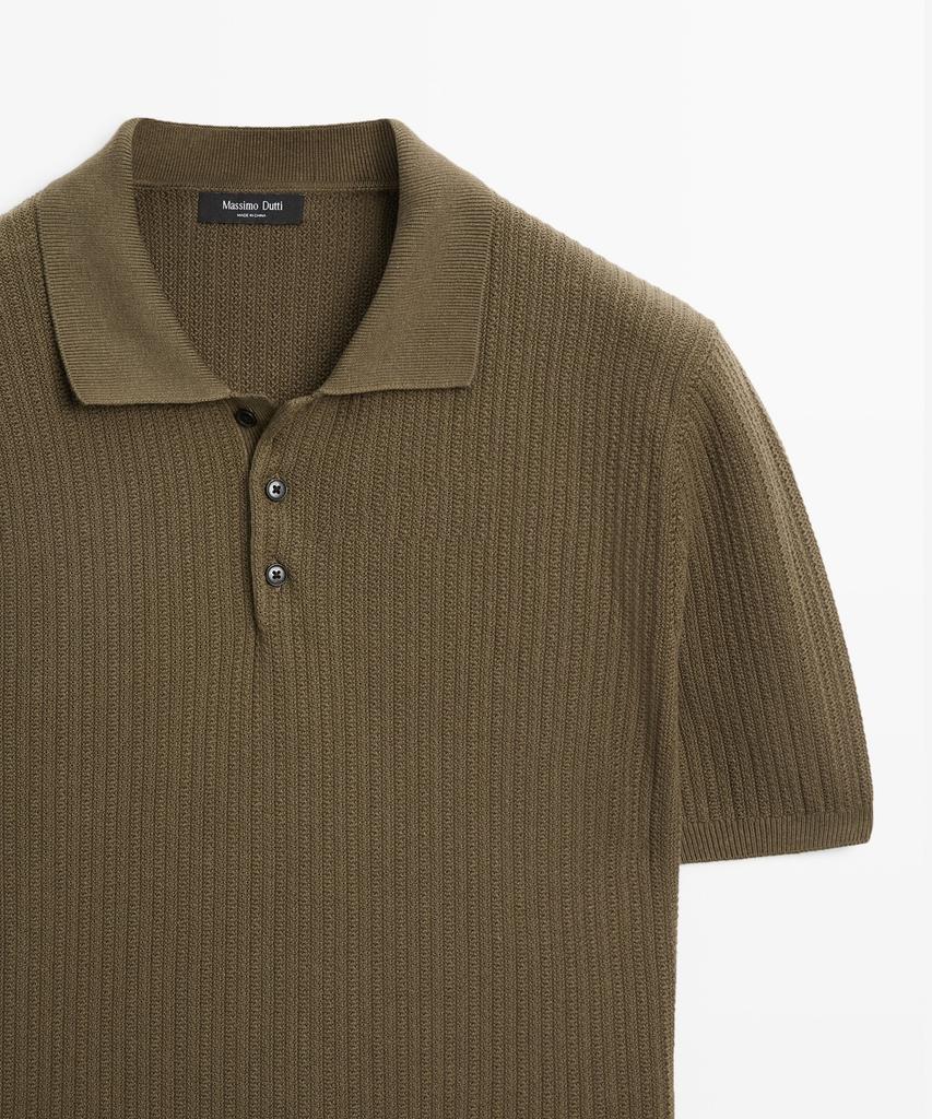 Masimodutti 100% Cotton Textured Knit Jersey Polo