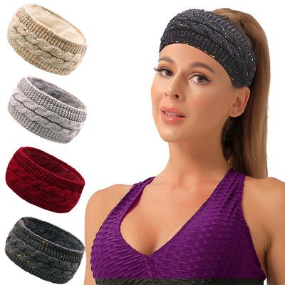 New Winter Velvet Hair Accessories Autumn Winter Yarn Knitted Headband Fashionable Warm Sports Headband