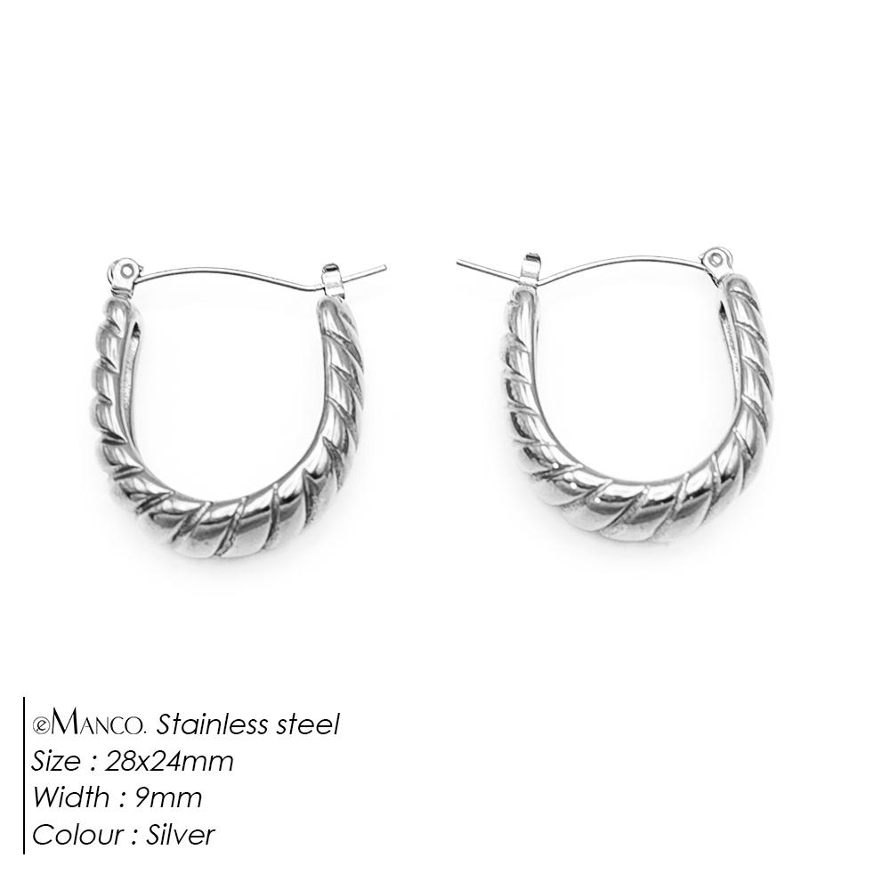 EManco Threaded Hoop Earrings Stainless Steel Jewelry Twist Piercing Earrings Women s Fashion Jewelry Gift Dropshipping