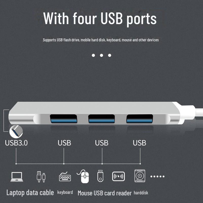 Hub USB typu C cztery w jednym do laptopa i samochodu - Kompatybilny z urządzeniami Huawei
