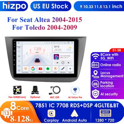 4G AI Stimme Drahtlose CarPlay Android 13 Auto Radio für Seat Altea 2004 - 2015 Toledo 3 Auto Multimedia-Player intelligente RDS GPS 2 Din Autoradio