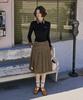 Candini Navy (Green Check) Check Midi Pleated Skirt